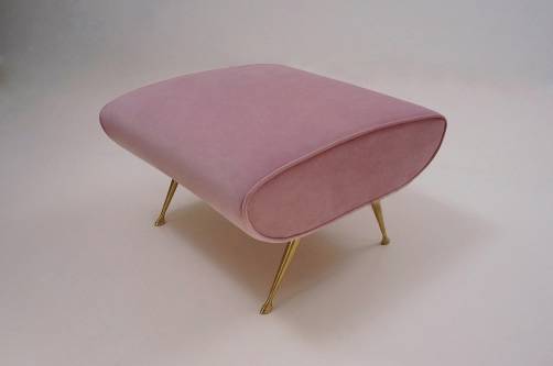 Marco Zanuso style footstool, newly made in velvet, Italian